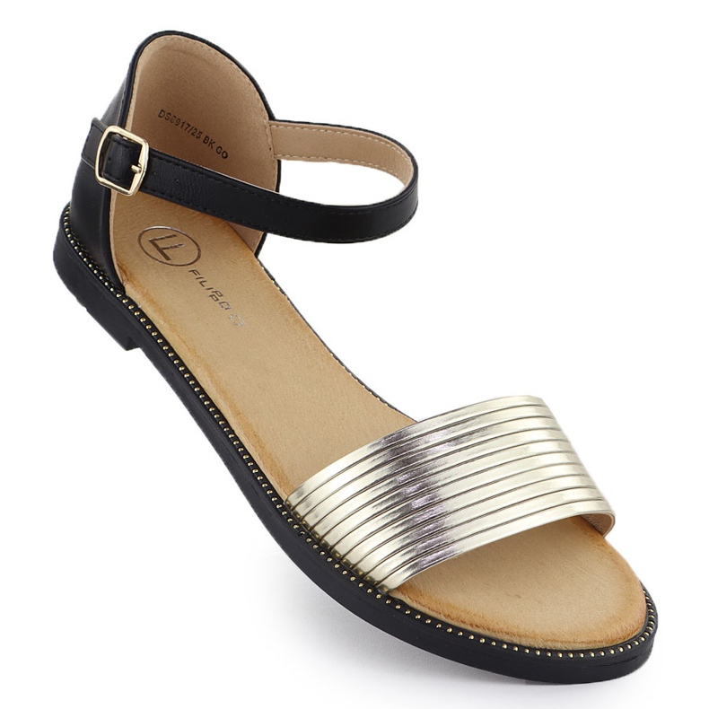 Sandálias pretas femininas Golden Filippo DS6917 preto