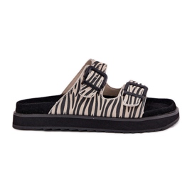 Flip de camurça feminina com d.franklin dfsh405002 fivelas de zebra bege Flip de camurça feminina com d.franklin dfsh405002 fivelas de zebra bege