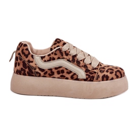 Inna Tênis feminino plataforma leopardo bege
