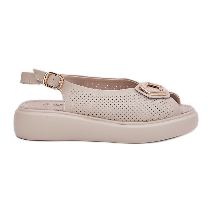 S.Barski Sandálias de couro feminino com um ornamento de S. Barski LR51-786 Beige bege