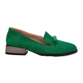 S.Barski Sapatos de camurça feminina com um ornamento LZ51-505 Green verde