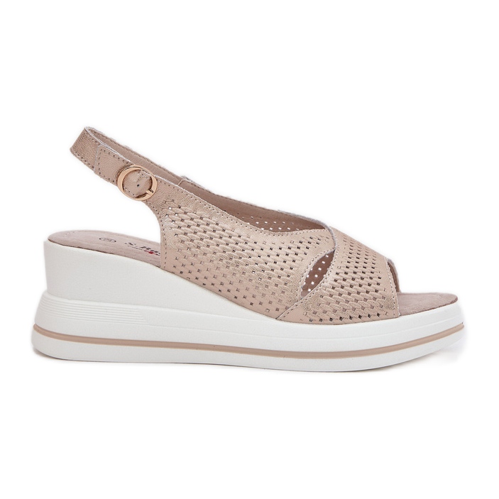 S.Barski Sandálias de couro feminino S. Barski LR51-660 OpenWork Golden dourado