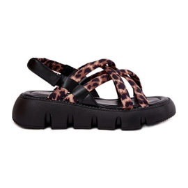 Inna Sandálias femininas na plataforma com leopardos marrom