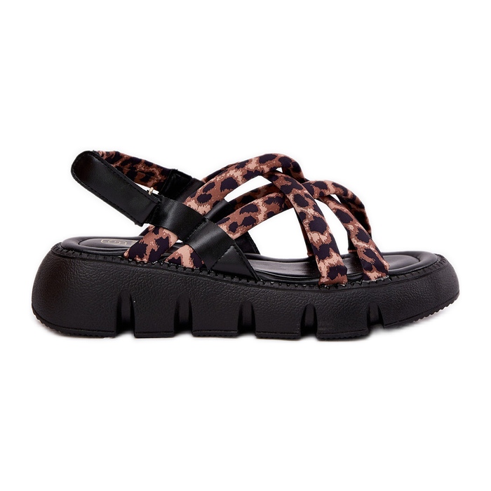 Inna Sandálias femininas na plataforma com leopardos castanho