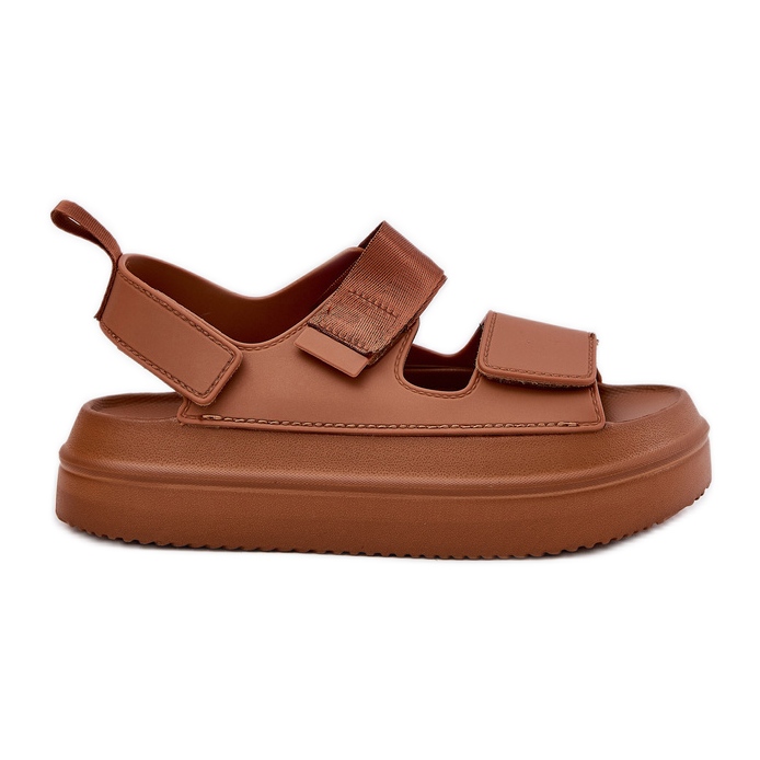 Inna Sandálias femininas em Camel Velcro Plast castanho