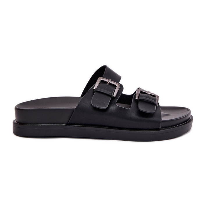 EVento Chinelos femininos com fivelas douradas fivelas pretas preto EVento Chinelos femininos com fivelas douradas fivelas pretas preto