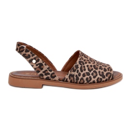 Zazoo 40327 Slip de couro -Sandálias de leopardo marrom