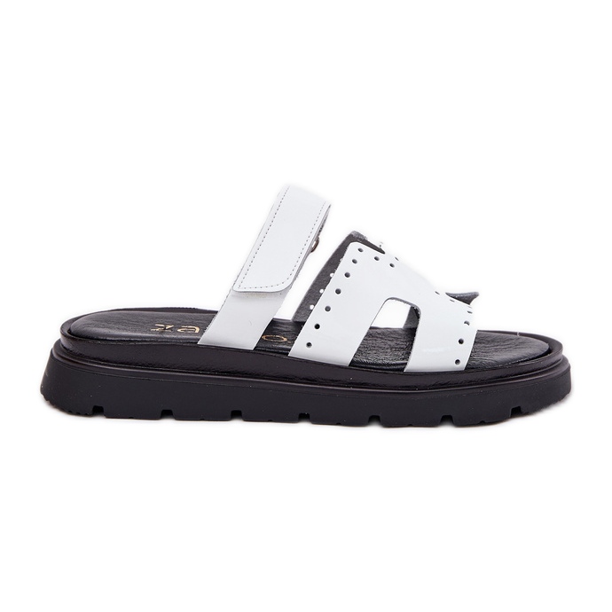 Painted Women's Leather Flip na plataforma branca Zazoo 40440 branco
