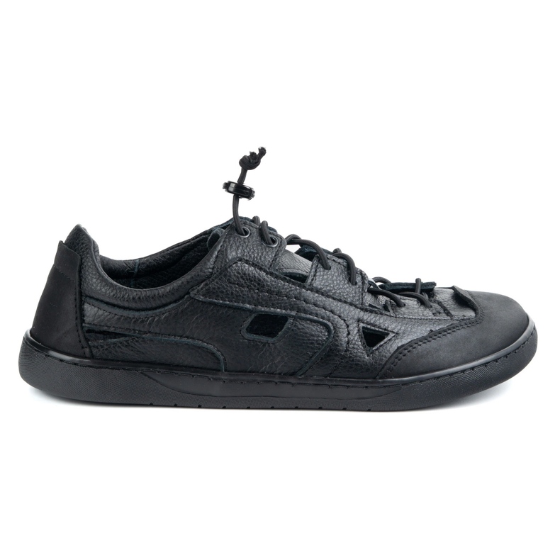 Sapatos de couro descalço masculinos Olivier 320kz com ventilação preta preto