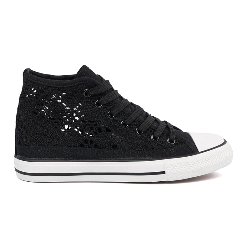 Shelvt OpenWork Black Sneakers High preto