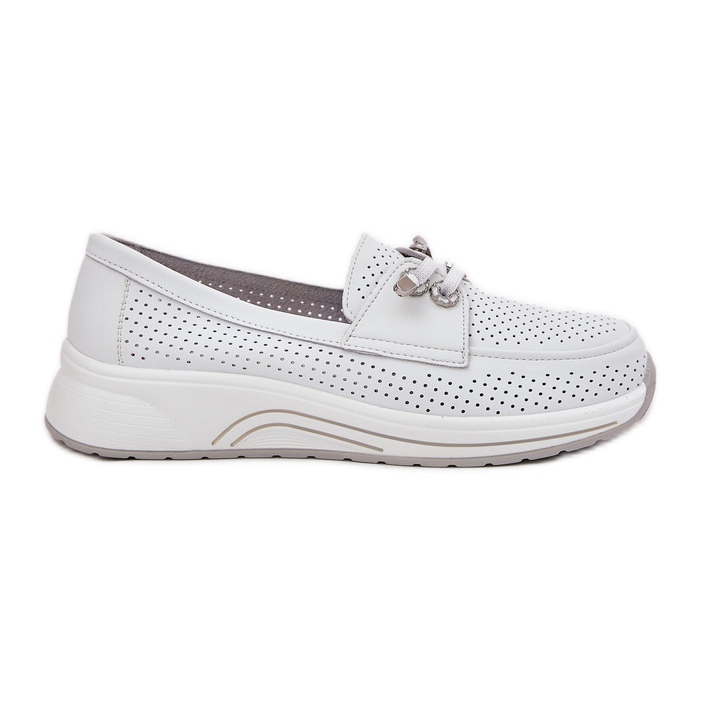 Sapatos abertos feitos de couro natural no Artiker 56c2101 plataforma branca branco