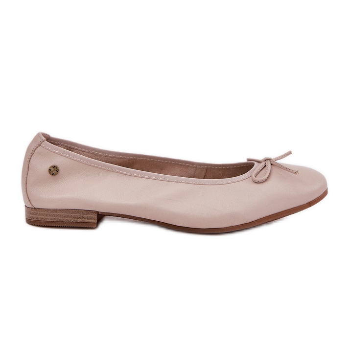 Ballerinas de couro feminino Maciejka p6800-04 bege