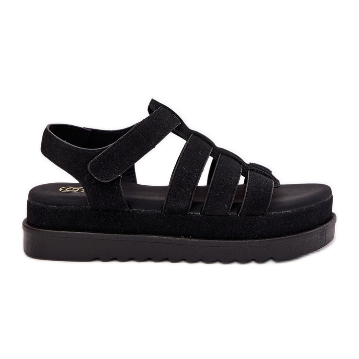 Inna Sandálias femininas na plataforma Eco Suede Black preto
