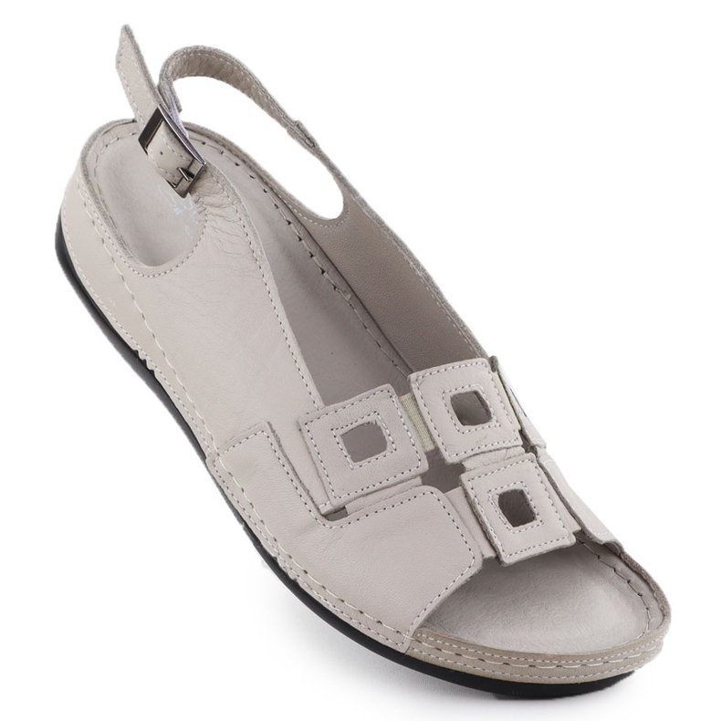 Sandálias confortáveis ​​para mulheres de couro para cunhas cinzentas T.SOKOLSKI L25-178 cinza