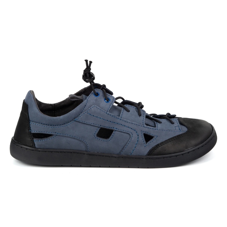 Sapatos de couro descalços masculinos Olivier 320kz com ventilação azul marinha
