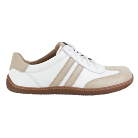 Olivier Sapatos minimalistas de couro feminino descalço 1287 branco com tênis bege