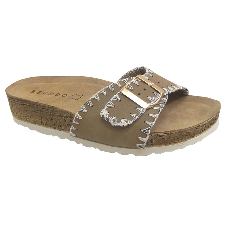 Slippers femininos de Befado 158d275 Inserção de couro bege