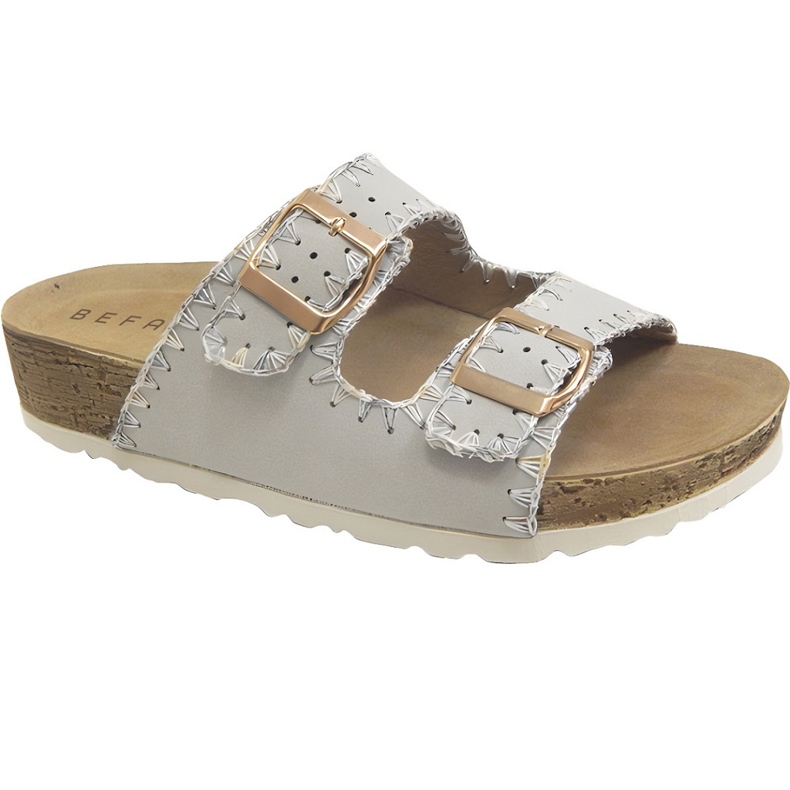 Slippers femininos de Befado 158d274 Inserção de couro cinza