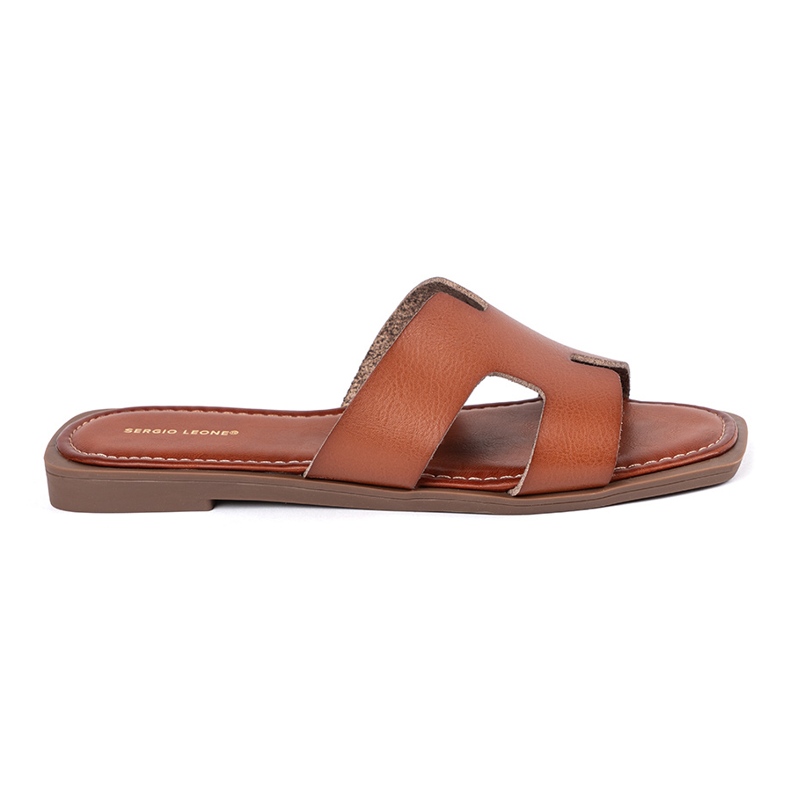 Sergio Leone Flip -flops marrons com um dedo do pé quadrado castanho