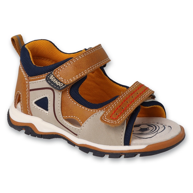 Sandálias infantis Befado com palmilha de couro 170P099 marrom-bege castanho Sandálias infantis Befado com palmilha de couro 170P099 marrom-bege castanho