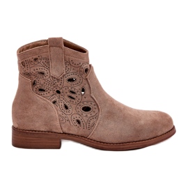 Botas femininas abertas com zíper marrom S.Barski HY42-081