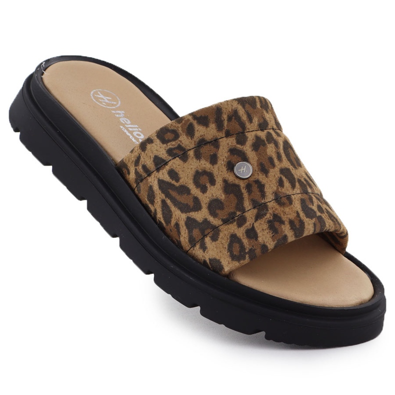 Flipers de couro feminino na plataforma com bege helios 156.731