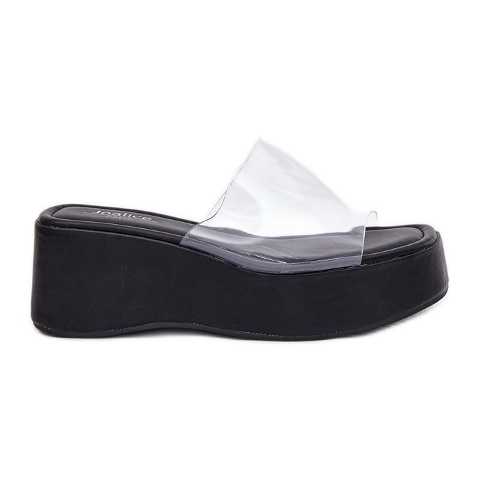 Inna Flipers femininos com um cinto de cunha preta transparente preto