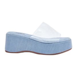 Inna Flips femininos com um cinto transparente na cunha. azul