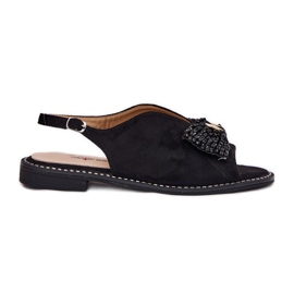 S.Barski Sandálias femininas com arco de salto plano. Barski KV51-014 preto