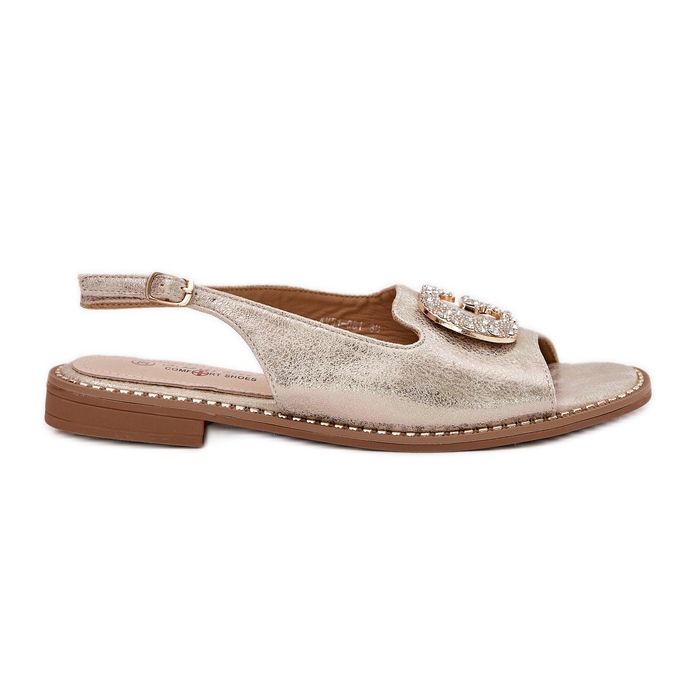 S.Barski Sandálias femininas com um detalhe decorativo de S. Barski KV51-081 PLN dourado