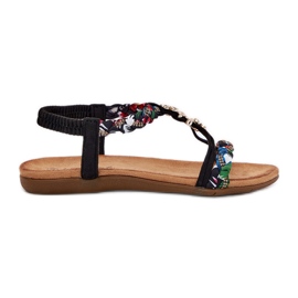 EVento Sandálias femininas com alfinetes e listras trançadas pretas preto