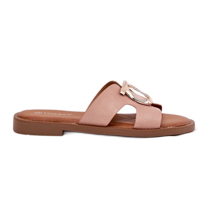 Flipes femininos de grama plana com um Vinceza 17381 Beige bege