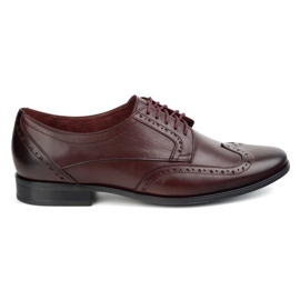 Olivier Sapatos de couro Brogs masculinos - Cherry Modelo 1023 vermelho