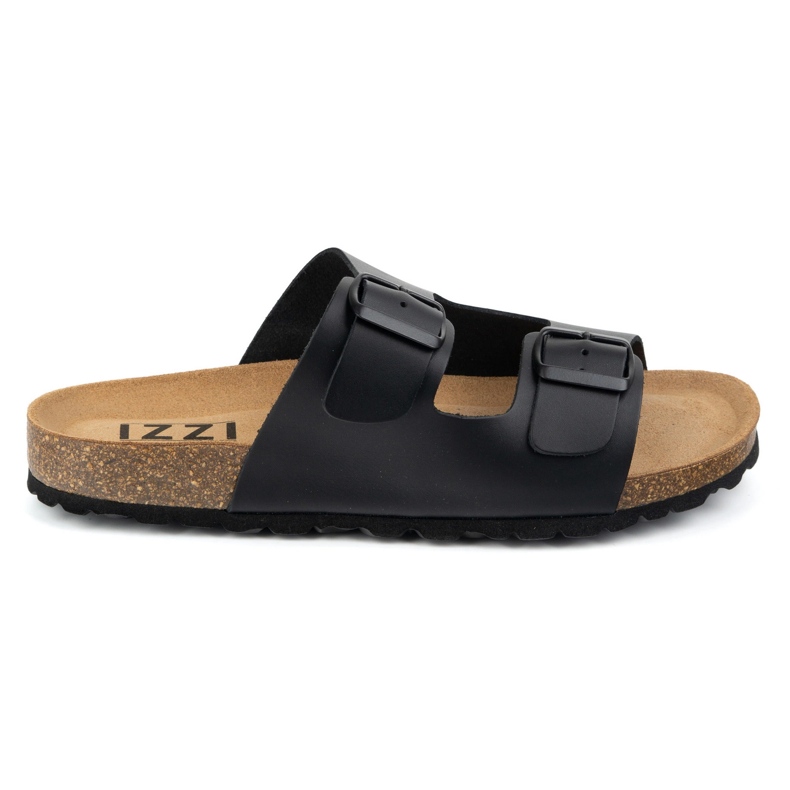 Vriston Sapatos masculinos chinelos ajustáveis ​​Alexz Black Skin Face preto