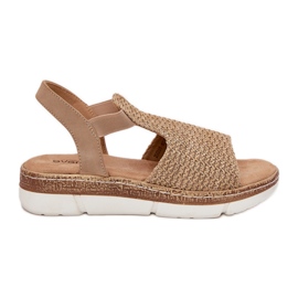 EVento Sandálias femininas com trança bege e ouro