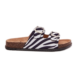 Inna Chinelos femininos com fivelas de zebra branco