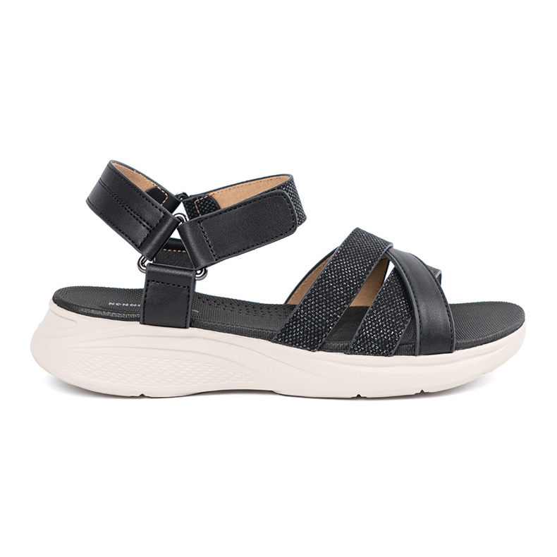 Sergio Leone Sandália feminina em uma plataforma branca preto