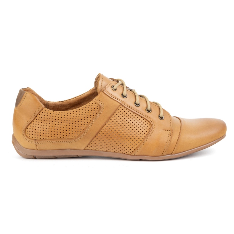 Polbut Sapatos de couro de renda masculina castanho