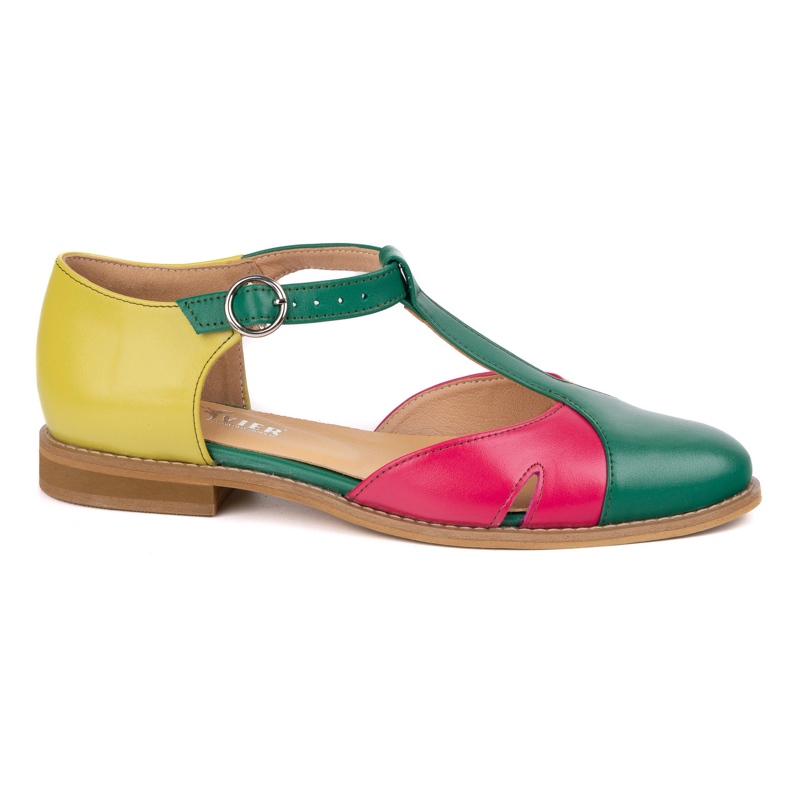 Olivier Sandálias de couro feminino 4240/35 Ziel/roz/zol verde