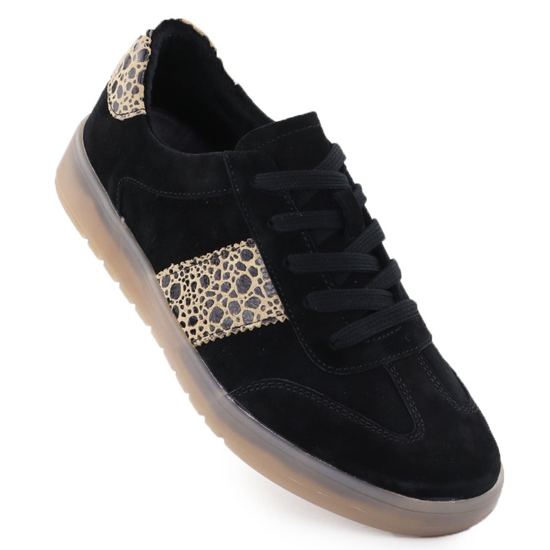Esportes de couro feminino com estampa de leopardo. Filippo DP6770 preto