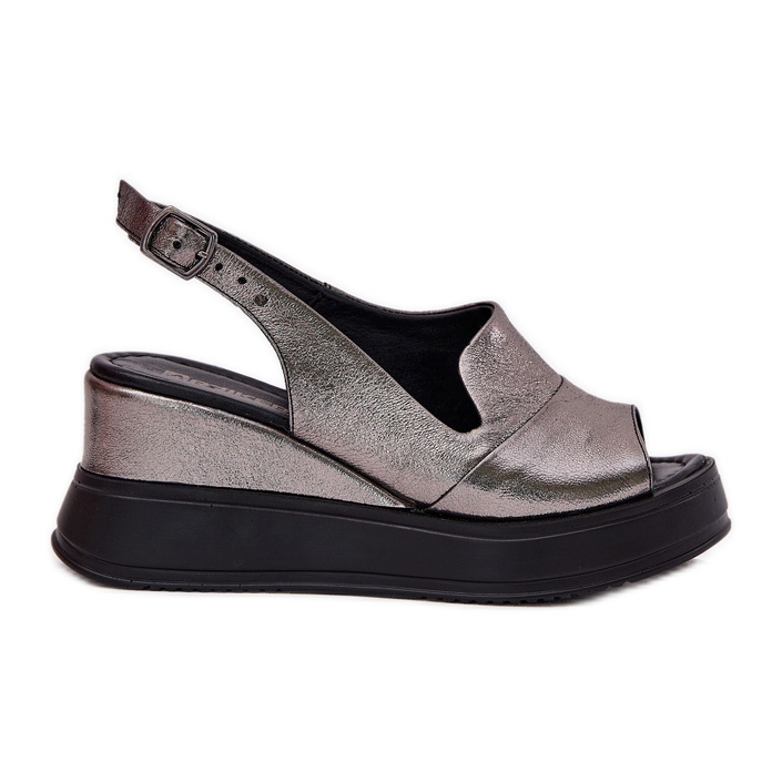 ARTIKER Sandálias de couro feminino para artigos antigos 54c0402 grafite prata