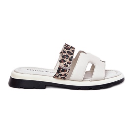 Flip de couro feminino Vinceza 66769 Luz abaixo bege Flip de couro feminino Vinceza 66769 Luz abaixo bege