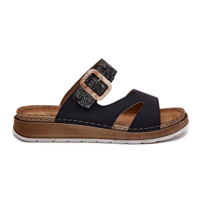 Flipes femininos leves com fivela preta do Inblu GS000055 preto