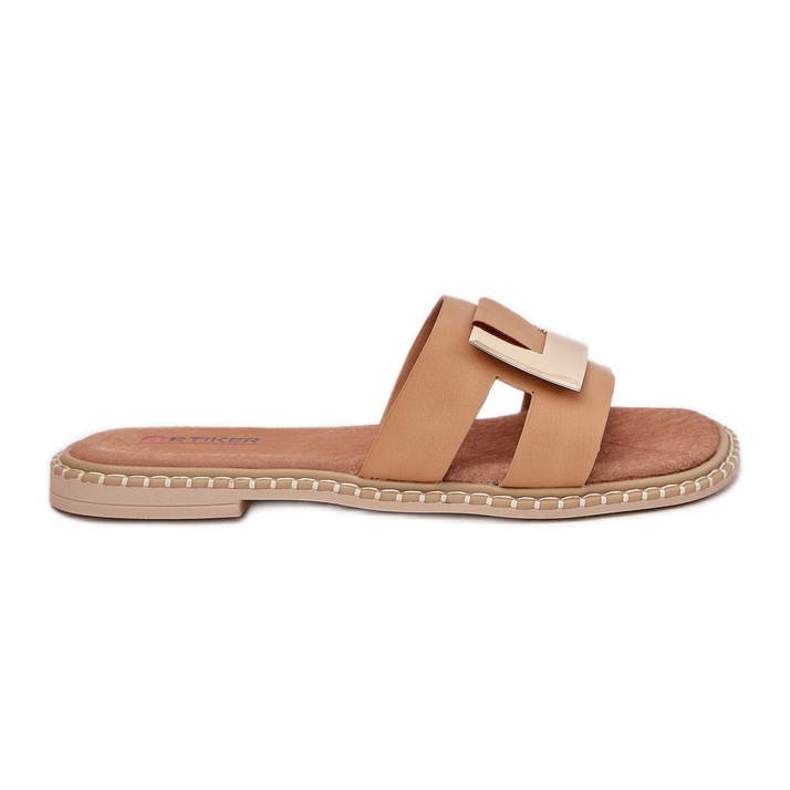 Flipes planos femininos com detalhes decorativos Artiker 56C1335 bege