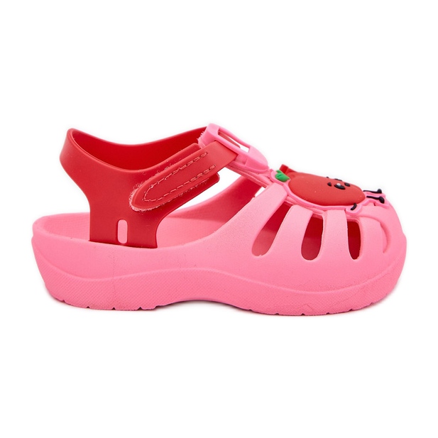 Sandálias infantis de velcro frutas 83615 ipanema verão xiv rosa-vermelho