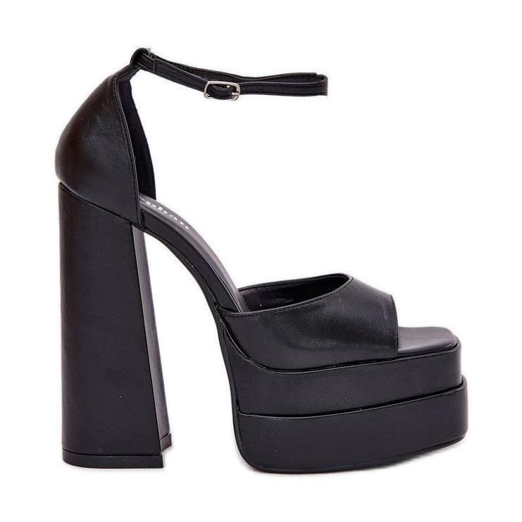 Sandálias femininas no post e plataforma preta preto