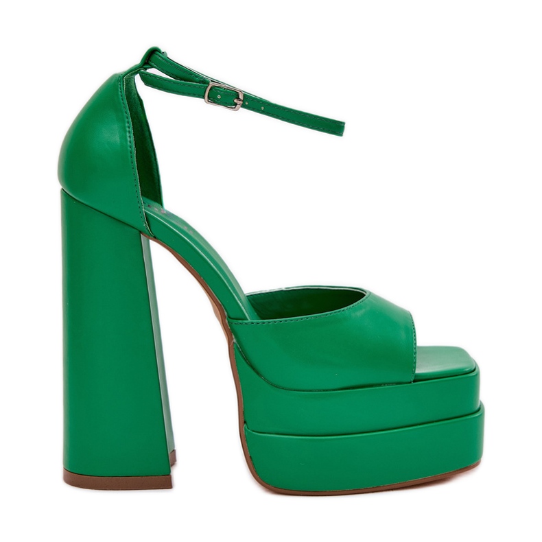 Sandálias femininas no post e plataforma verde