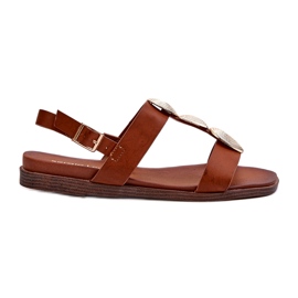 Sandálias rasteiras femininas com enfeites Sergio Leone SK072H marrom