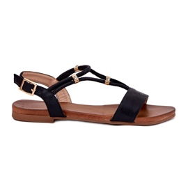 S.Barski Sandálias planas femininas com listras S. Barski Kv51-120 preto