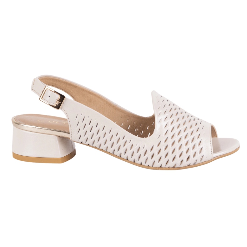 Olivier Sandálias de couro aberto feminino N1871 ECRU bege